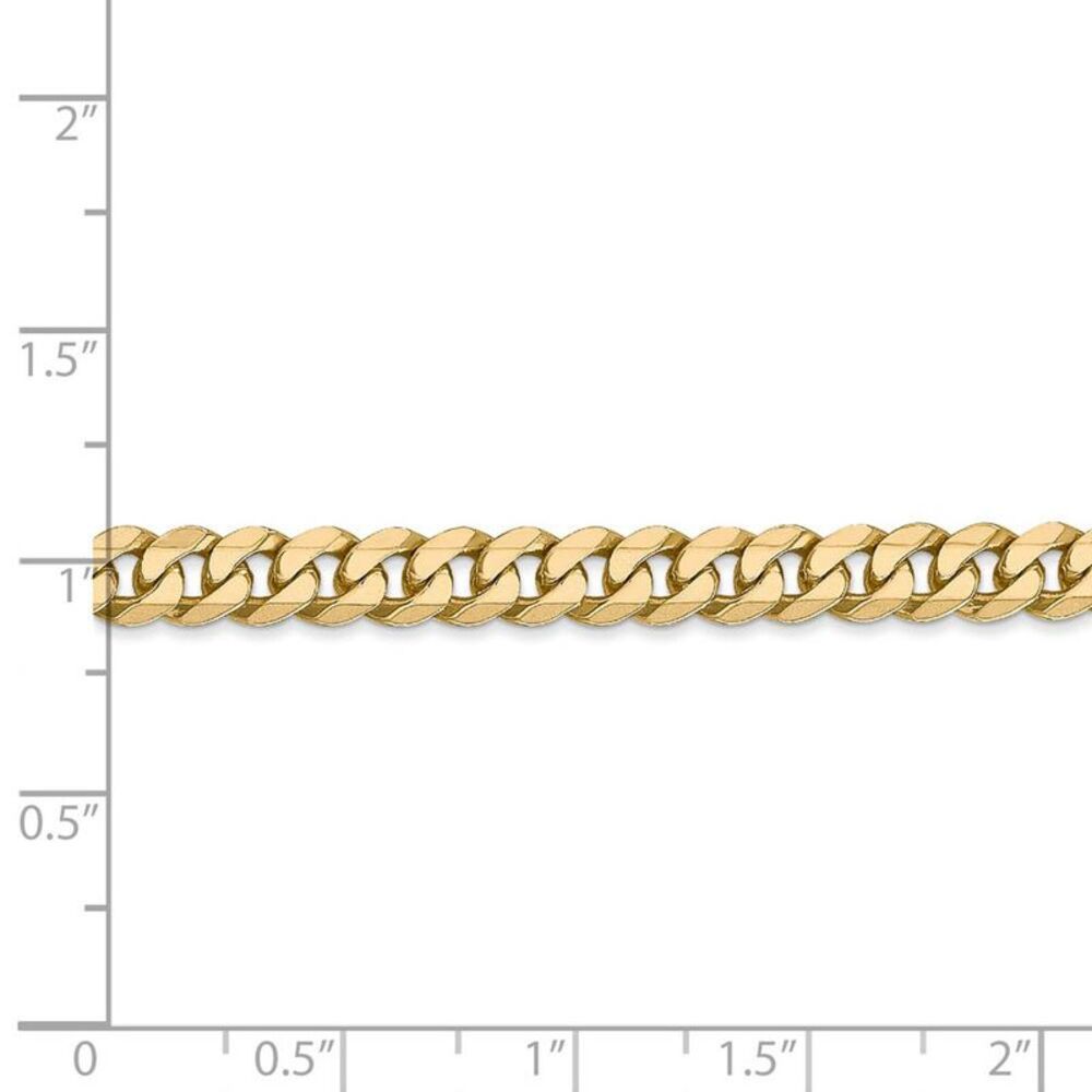 Mens 5.75mm 14k Yellow Gold Solid Beveled Curb Chain Necklace, 28 Inch - Picture 4 of 7